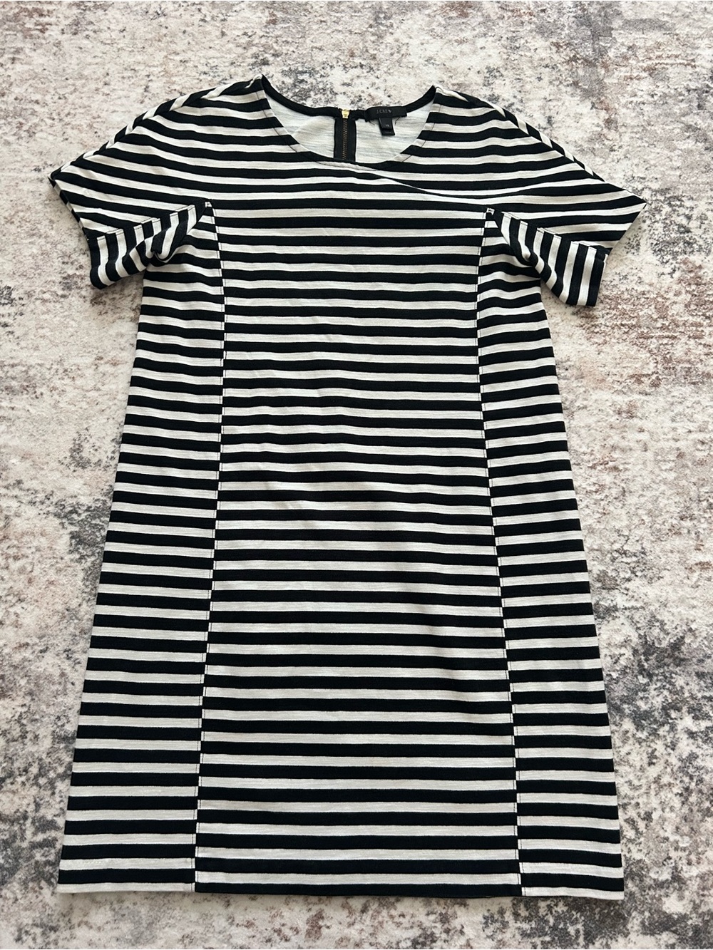J. Crew Black and White Striped Short Sleeve Shift Dress Size XS